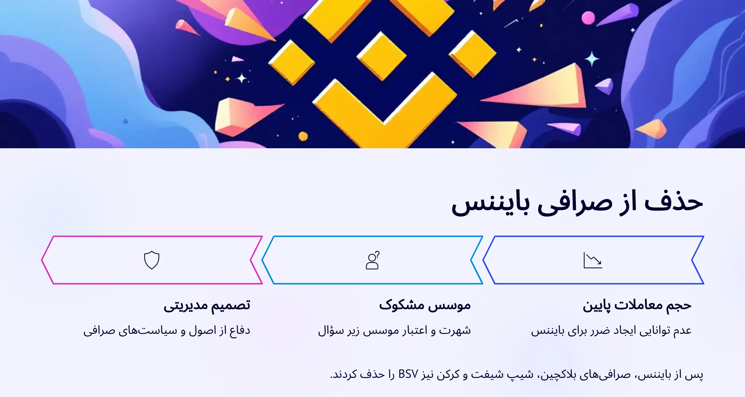 حذف رمز ارز بیت کوین اس وی (Bitcoin SV) از صرافی بایننس