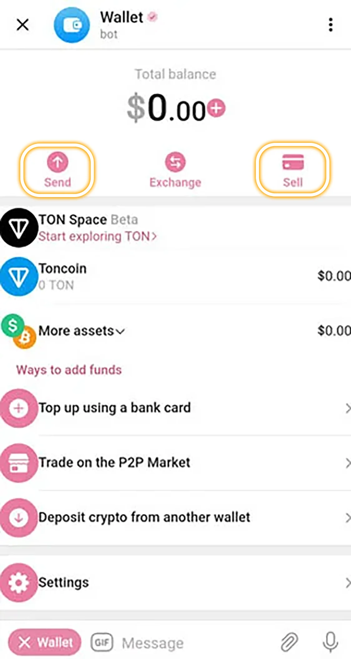 گام ۳: خرید و انتقال TON