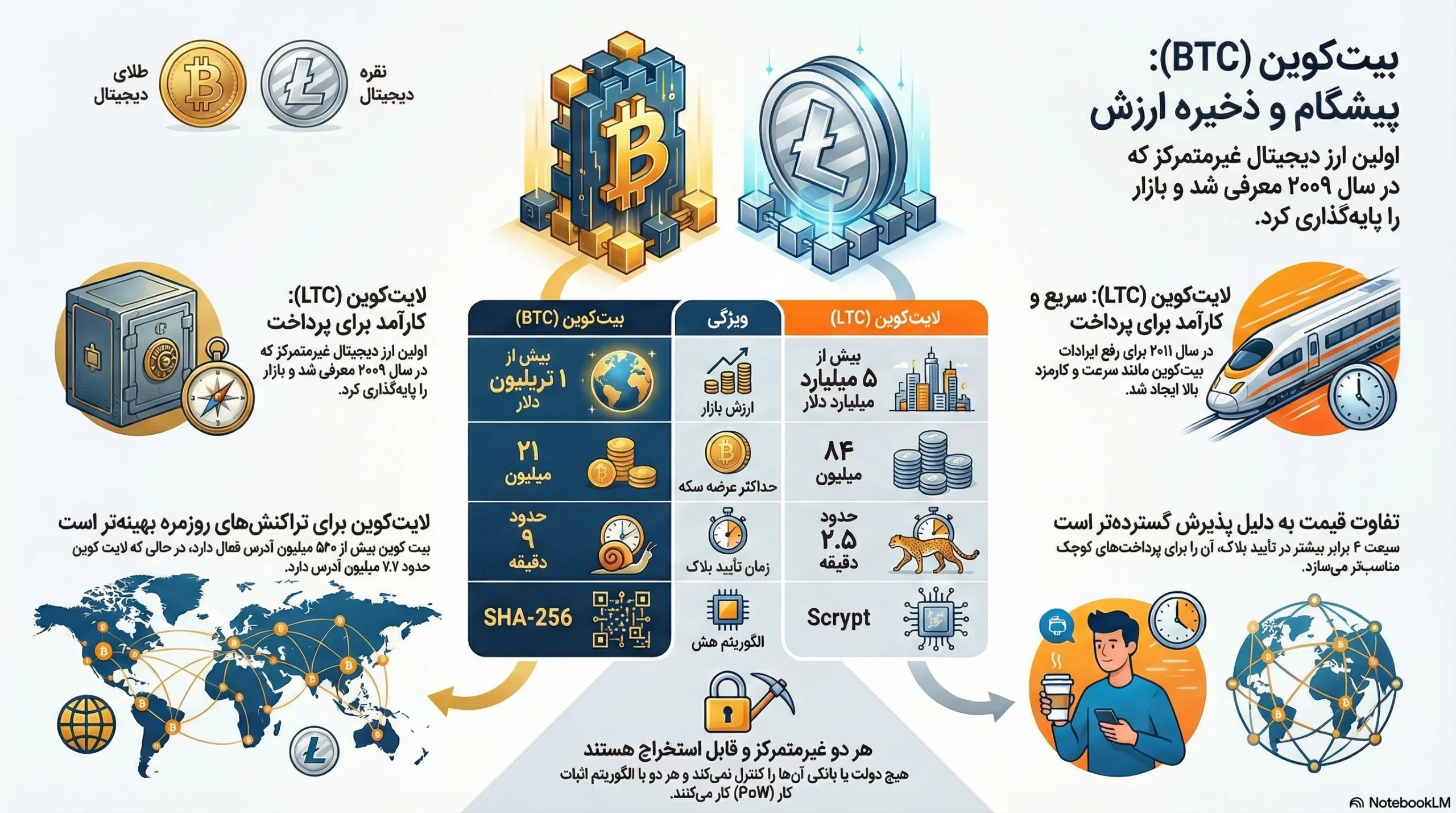 مقایسه بیت کوین و لایت کوین