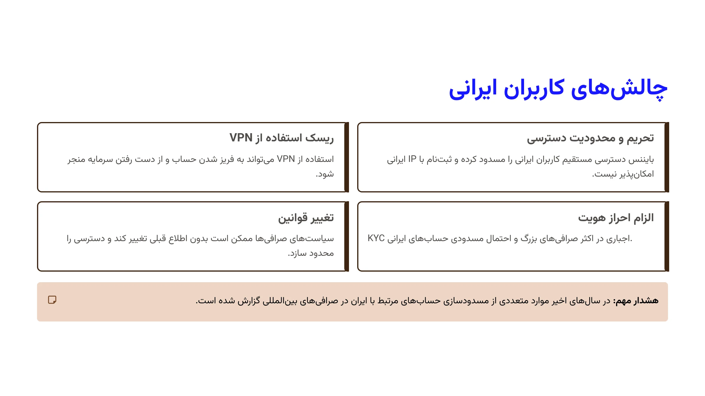 چالشها و ریسکهای کاربران ایرانی در بایننس
