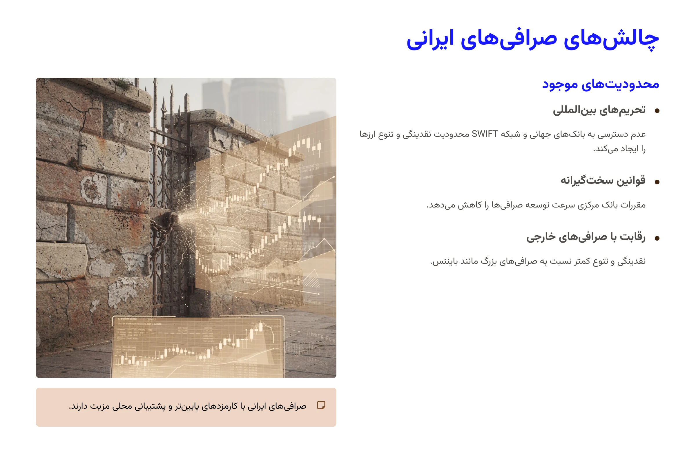 چالش‌ها و محدودیت‌های صرافی‌های ایرانی
