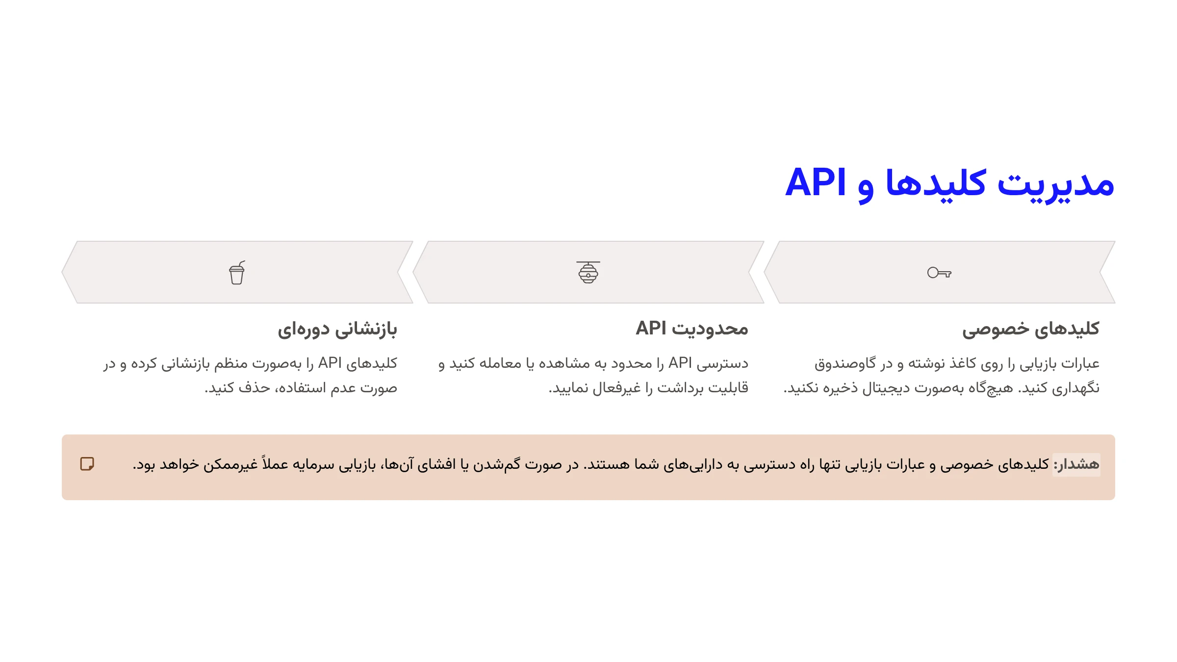 مدیریت کلیدها و API