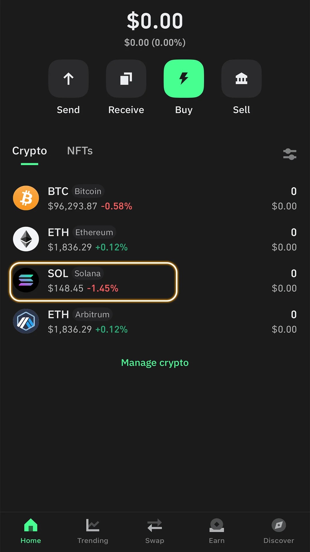 خرید و فروش سولانا در تراست ولت